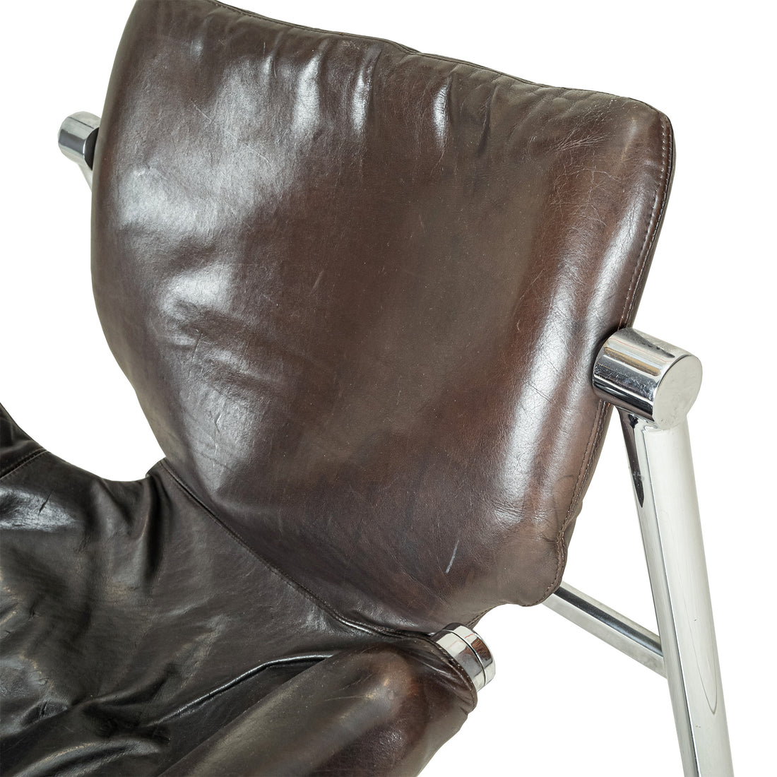 POZZA Alpha Lounge Chrome & Brown Vinyl