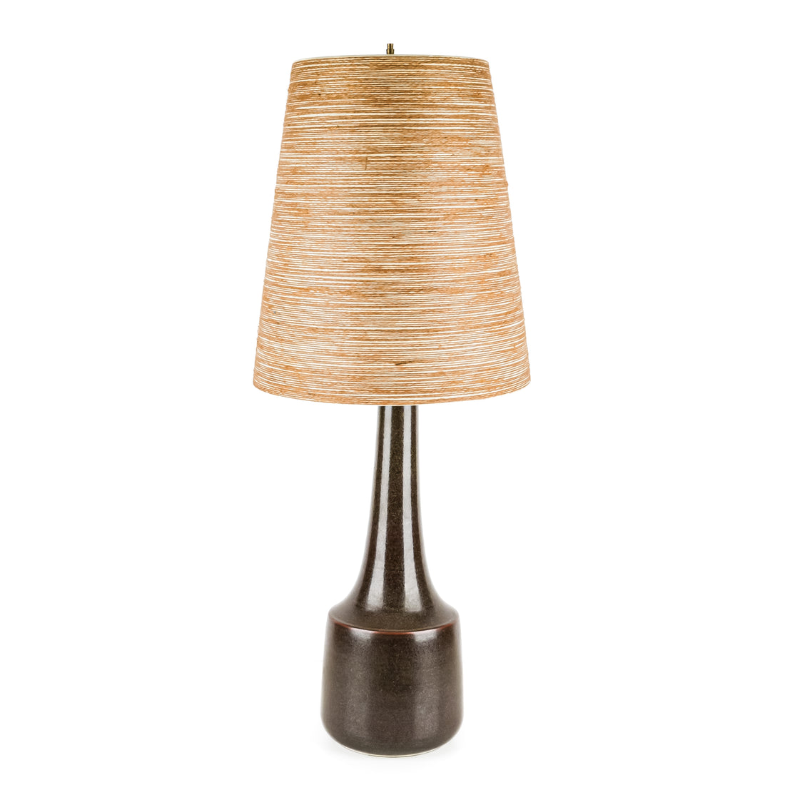 BOSTLUND Brown Ceramic Lamp w/Fiberglass & Jute Shade