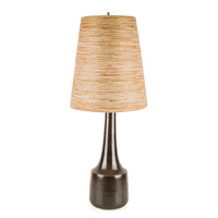 BOSTLUND Brown Ceramic Lamp w/Fiberglass & Jute Shade