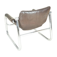POZZA Alpha Lounge Chrome & Brown Vinyl