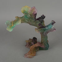 DAUM Nature Collection Pate de Verre Three Light Candle Holder