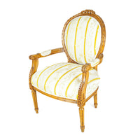 Louis XVI Style Fauteuil Chairs With Yellow Upholstery Set Of 2