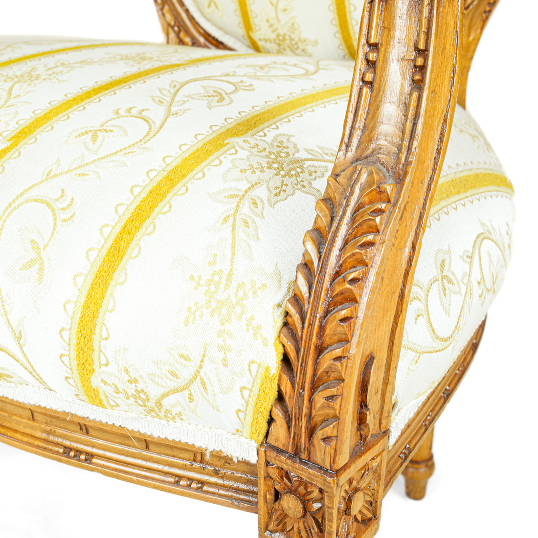 Louis XVI Style Fauteuil Chairs With Yellow Upholstery Set Of 2