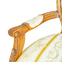 Louis XVI Style Fauteuil Chairs With Yellow Upholstery Set Of 2