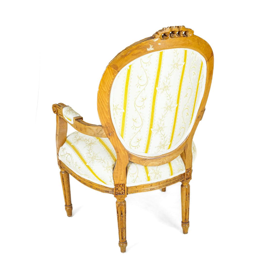 Louis XVI Style Fauteuil Chairs With Yellow Upholstery Set Of 2
