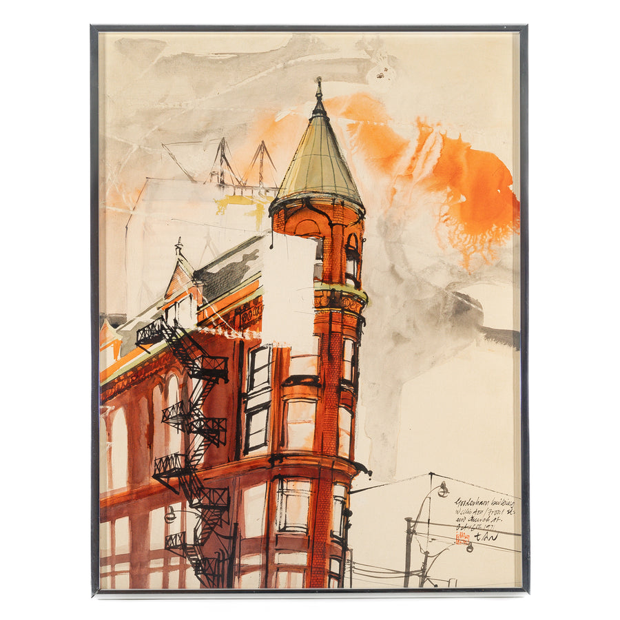 Chinkok Tan (Asian Canadian 20th C)  "Gooderham Building Wellington/Front"