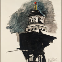 Chinkok Tan (Asian Canadian 20th C)  "Night Scene Of Canada Life Building"