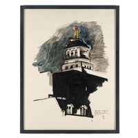 Chinkok Tan (Asian Canadian 20th C)  "Night Scene Of Canada Life Building"