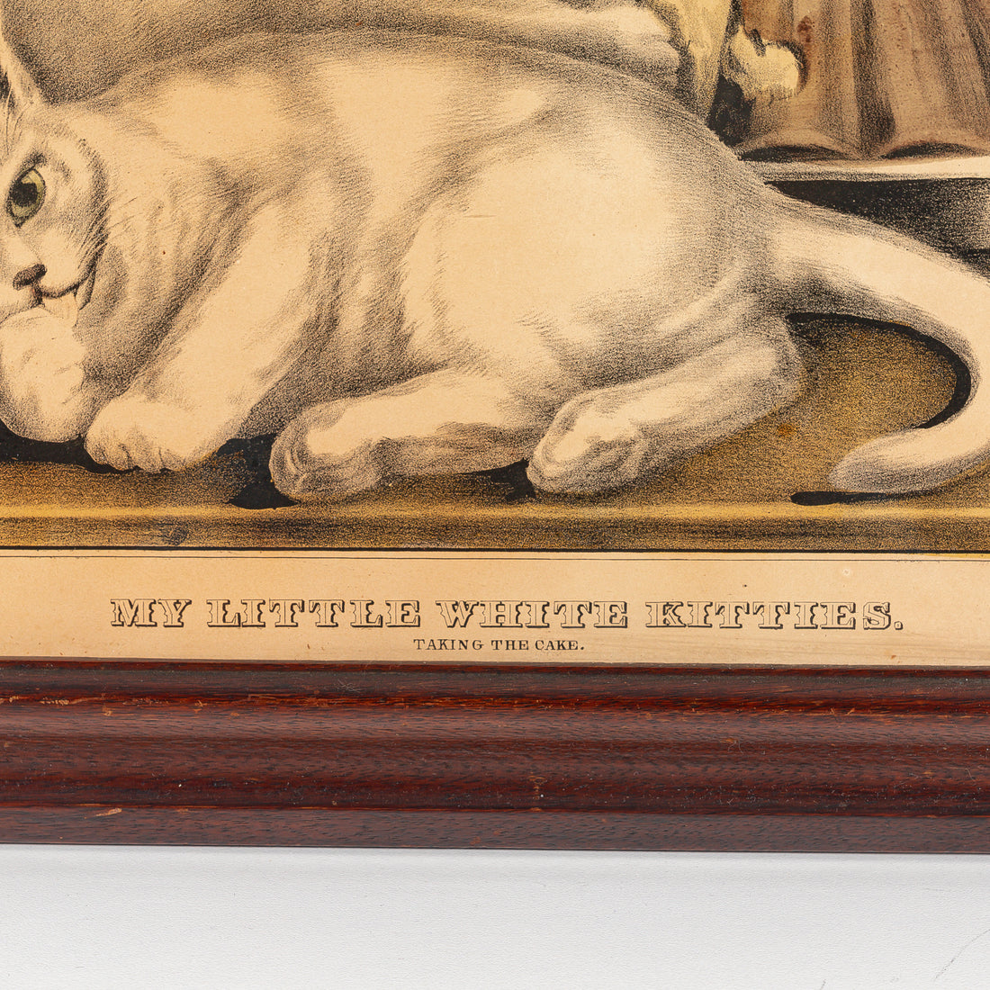 Antique CURRIER & IVES My Little Kitties "Taking The Cake"