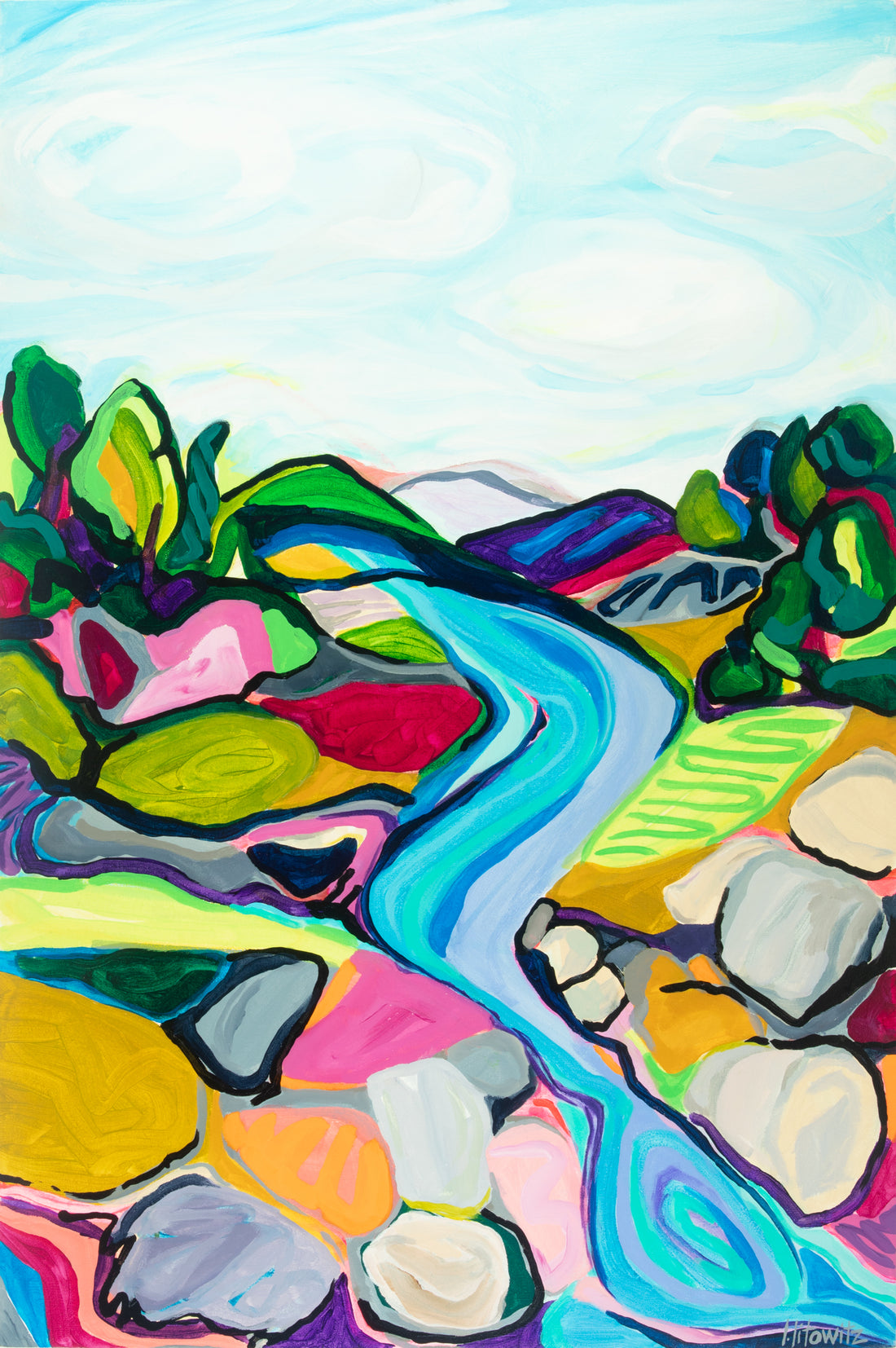 Lisa Litowitz (Toronto, Canadian) "Gemstones" Acrylic On Canvas