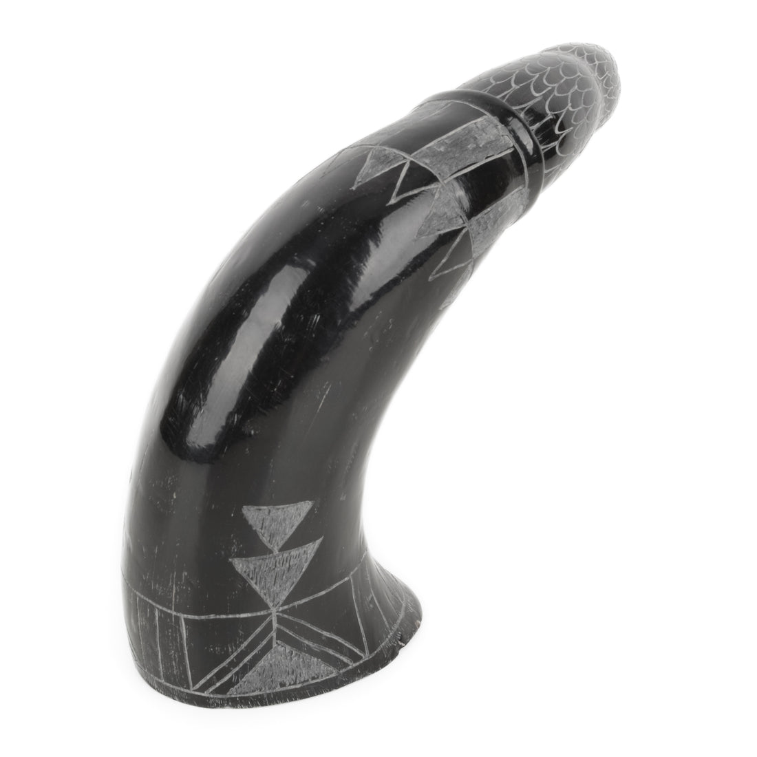 Brian Yatsattie (Native American) Raven - Carved American Bison Horn