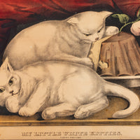 Antique CURRIER & IVES My Little Kitties "Taking The Cake"