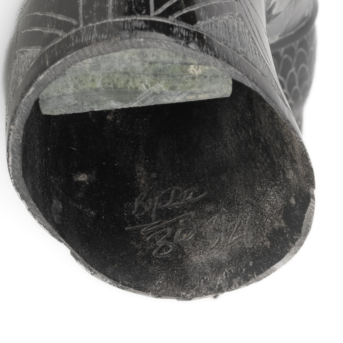 Brian Yatsattie (Native American) Raven - Carved American Bison Horn