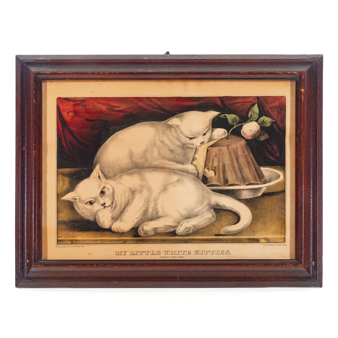 Antique CURRIER & IVES My Little Kitties "Taking The Cake"