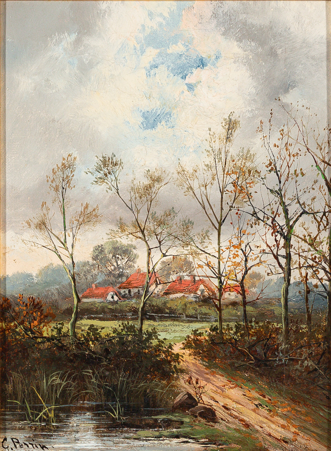 George Perrin (British 19thC)       Landscape W/Cottages