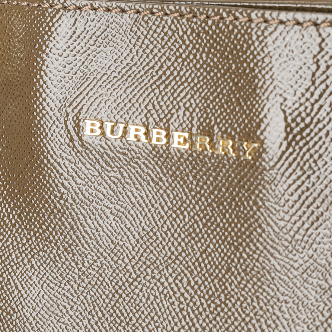 BURBERRY Somerford Brown Patent Leather Tote Handbag
