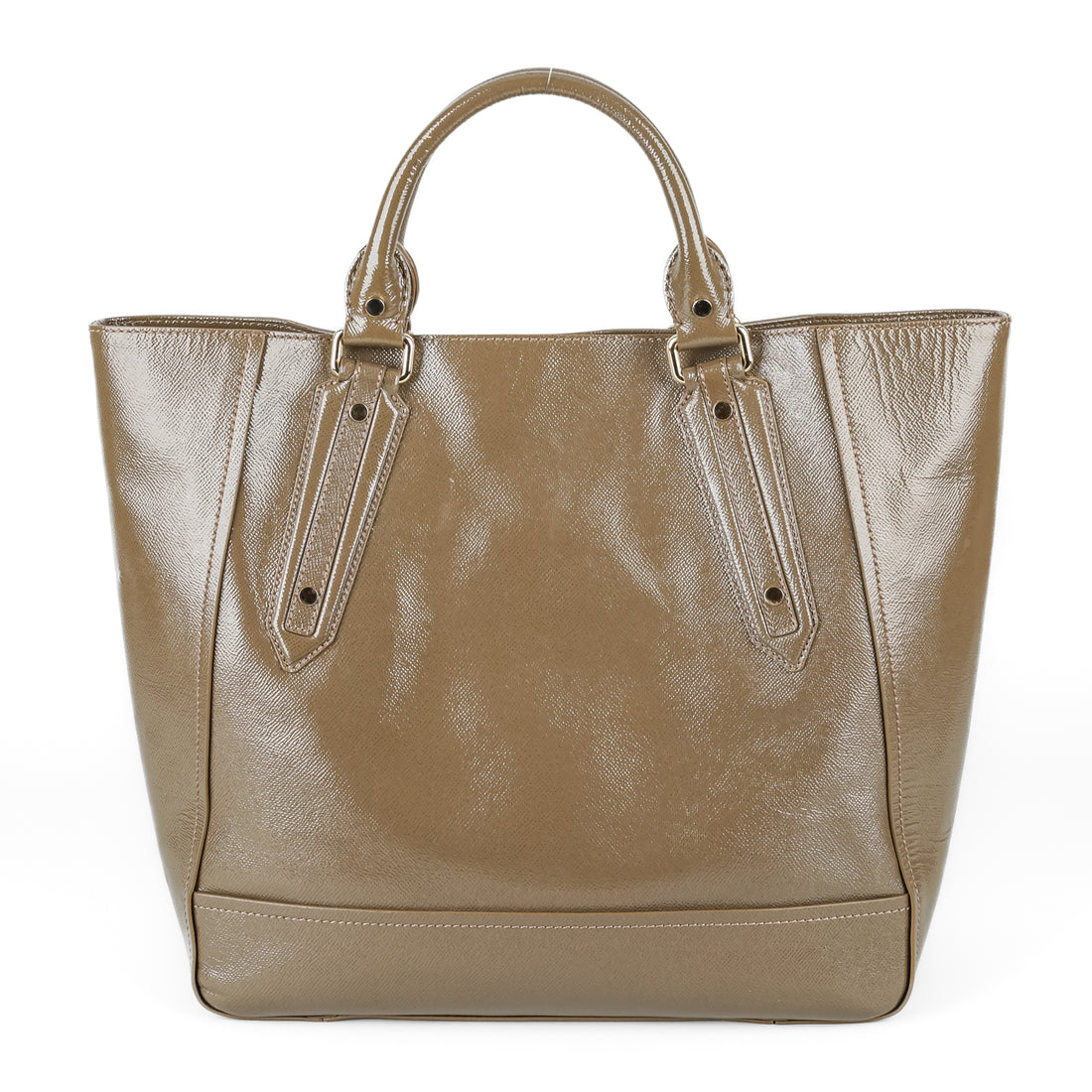 BURBERRY Somerford Brown Patent Leather Tote Handbag