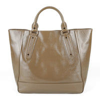 BURBERRY Somerford Brown Patent Leather Tote Handbag