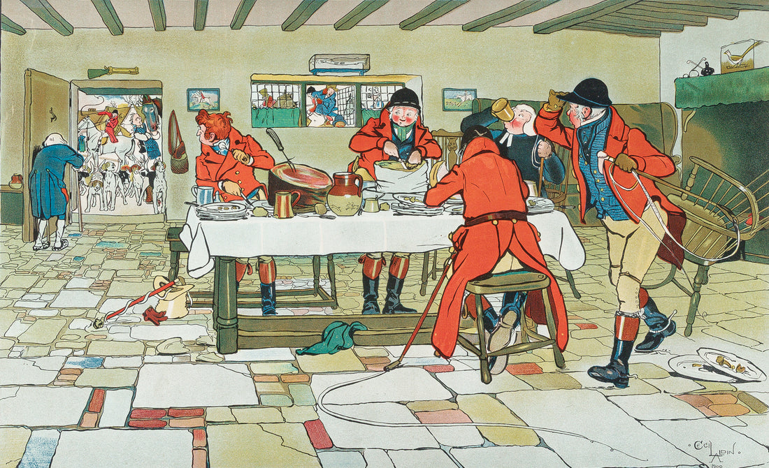 Cecil Aldin (British 1870-1935) "The Fallowfield Hunt Breakfast at the Three Pigeons"