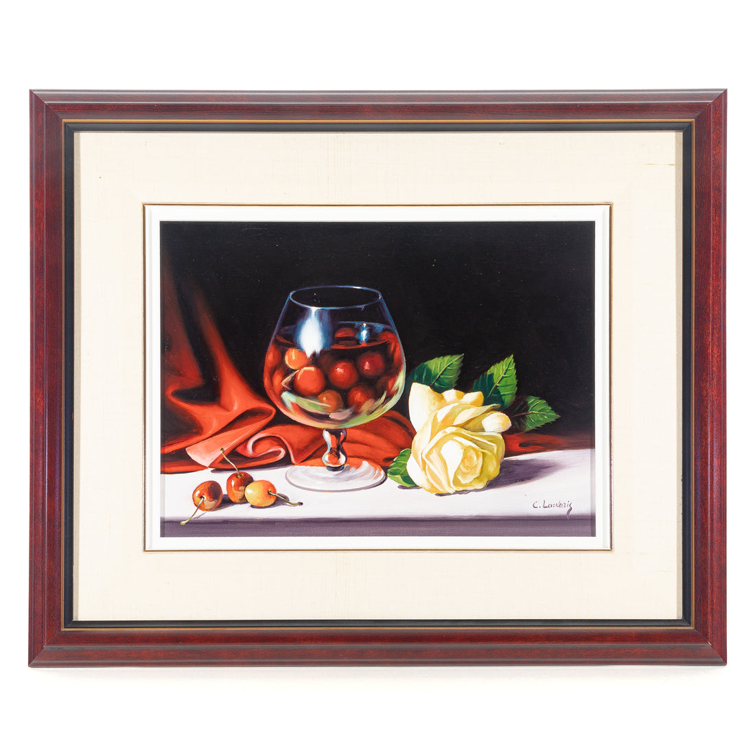 C. Laskaris, "Still Life With Cherries And Rose"