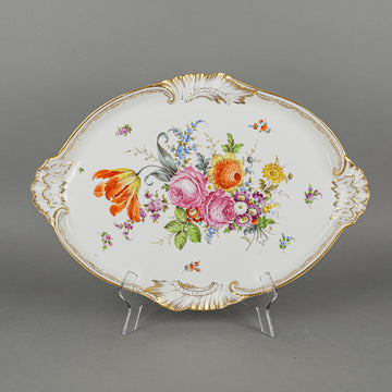 CARL THIEME DRESDEN Hand Painted Floral Tray/Platter