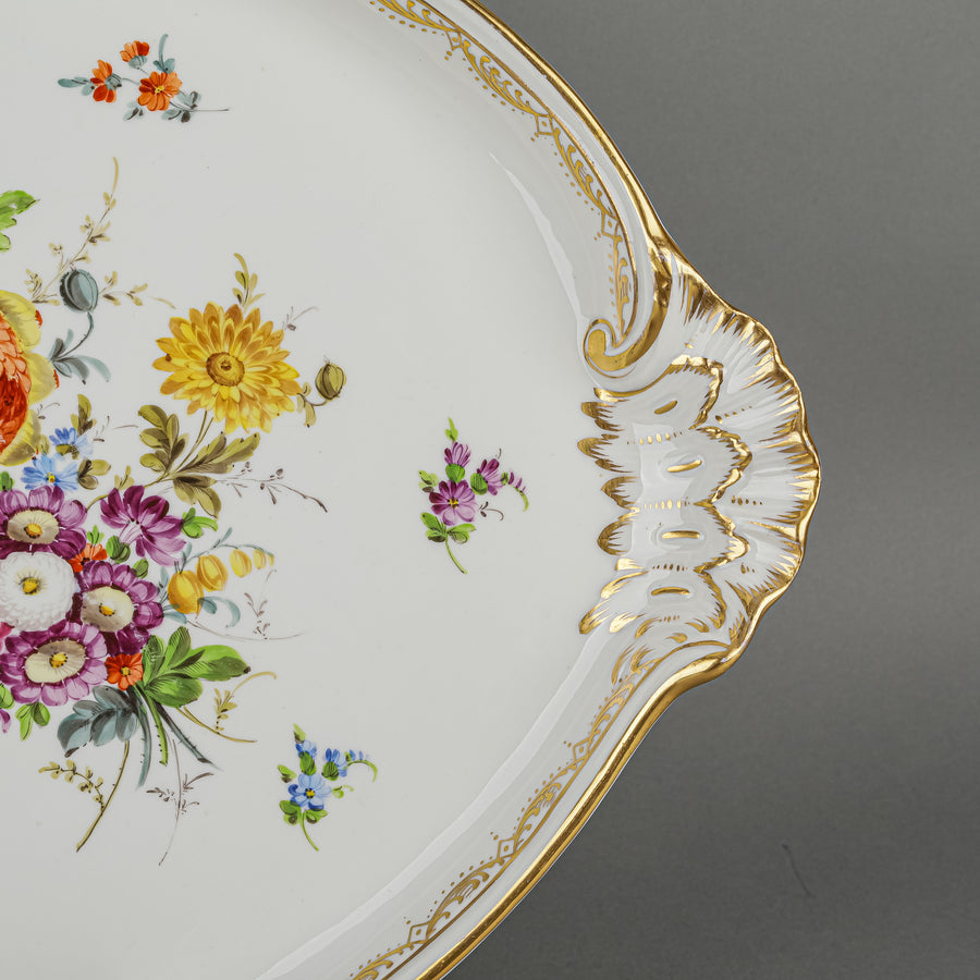 CARL THIEME DRESDEN Hand Painted Floral Tray/Platter