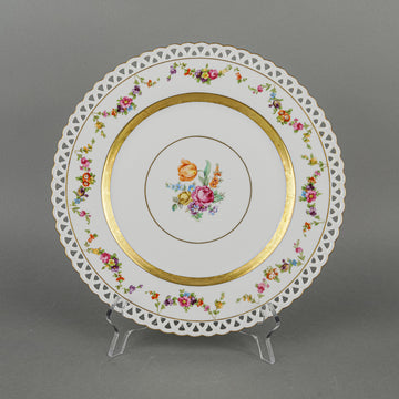 SCHUMANN Pierced Floral Garland Gold Band Dinner Plates Set of 6