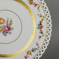 SCHUMANN Pierced Floral Garland Gold Band Dinner Plates Set of 6