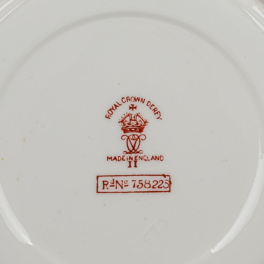 ROYAL CROWN DERBY Cup & Saucer A454 Hand Painted Flowered Border And Centre