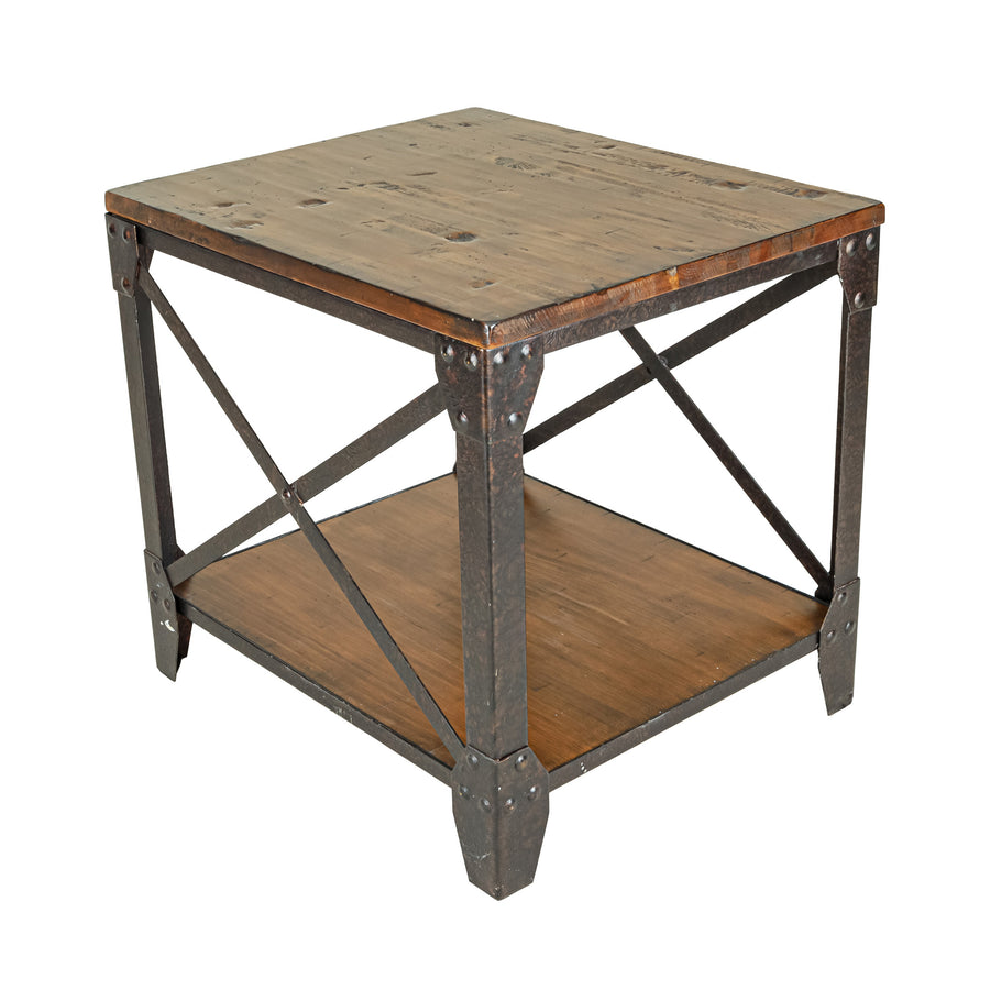Reclaimed Wood And Steel Industrial Style End Tables Set Of 2