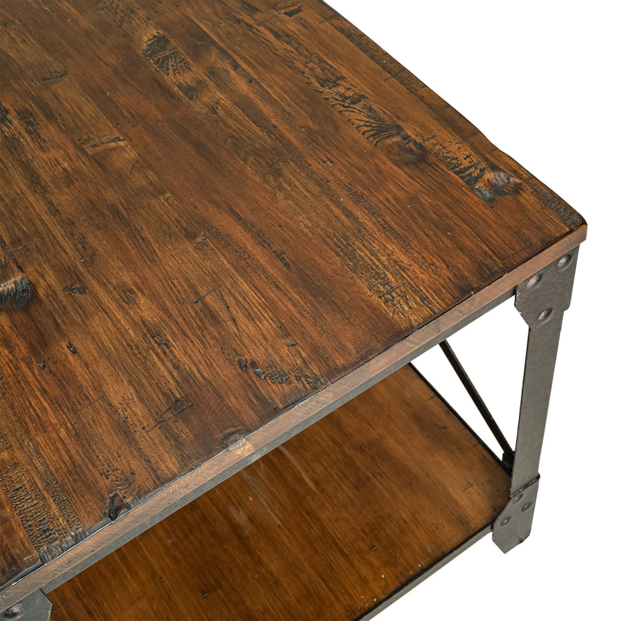 Reclaimed Wood And Steel Industrial Style End Tables Set Of 2