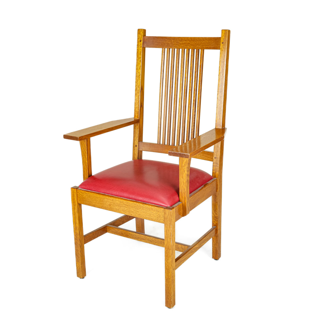 STICKLEY Mission Oak Chairs With Red Leather Set of 8