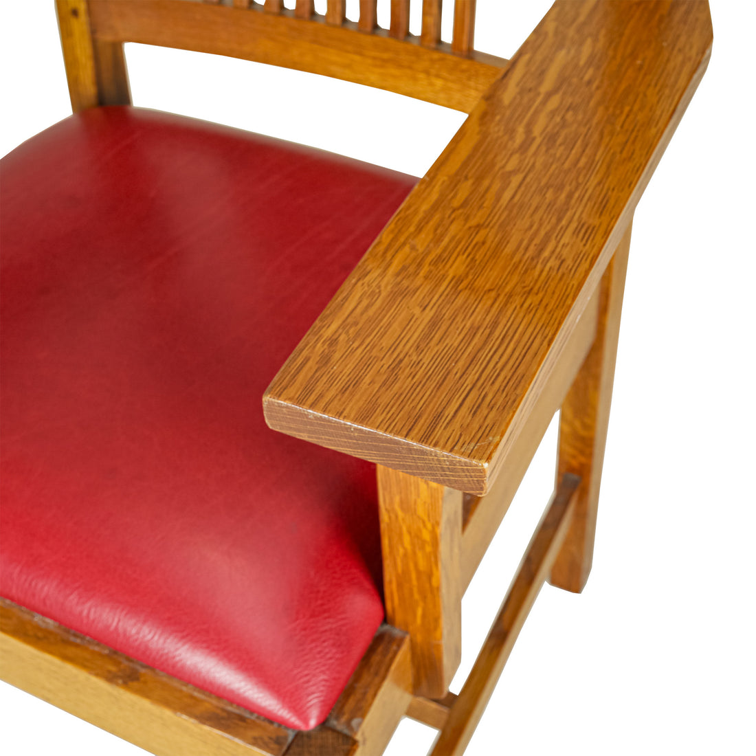 STICKLEY Mission Oak Chairs With Red Leather Set of 8