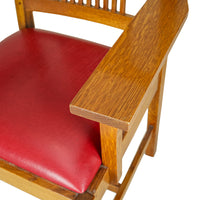 STICKLEY Mission Oak Chairs With Red Leather Set of 8
