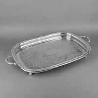 LEONARD Silver Plate Footed Gallery Tray
