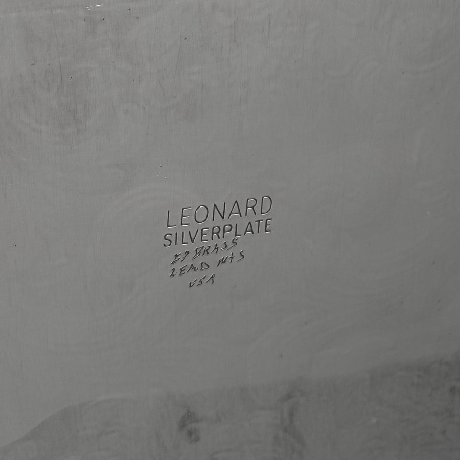 LEONARD Silver Plate Footed Gallery Tray