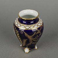 ROYAL CROWN DERBY Hand Painted Panel Footed Cabinet Vase