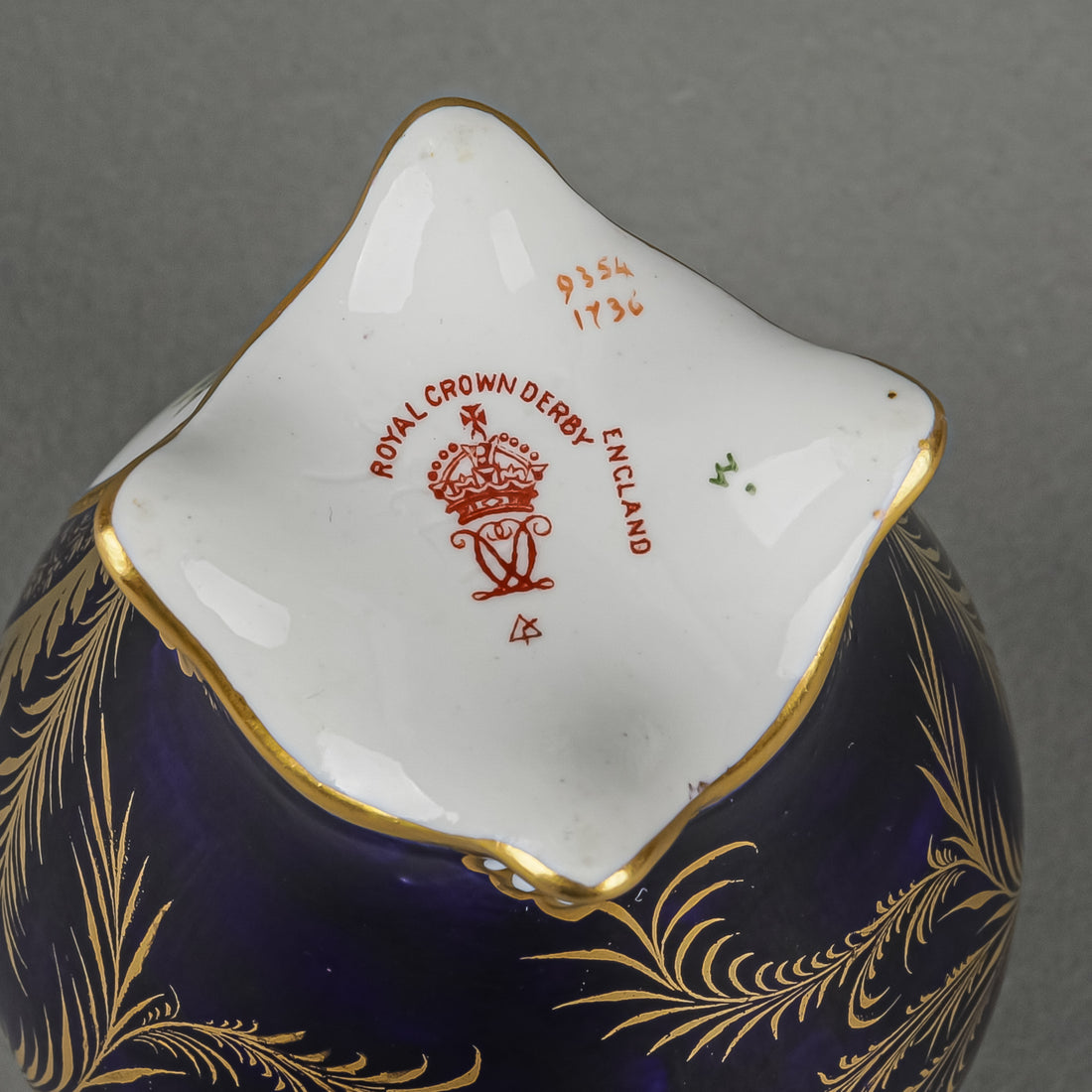 ROYAL CROWN DERBY Hand Painted Panel Footed Cabinet Vase