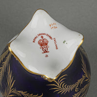 ROYAL CROWN DERBY Hand Painted Panel Footed Cabinet Vase