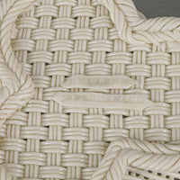 BELLEEK Basketweave Open Work Basket With Rose Appliques