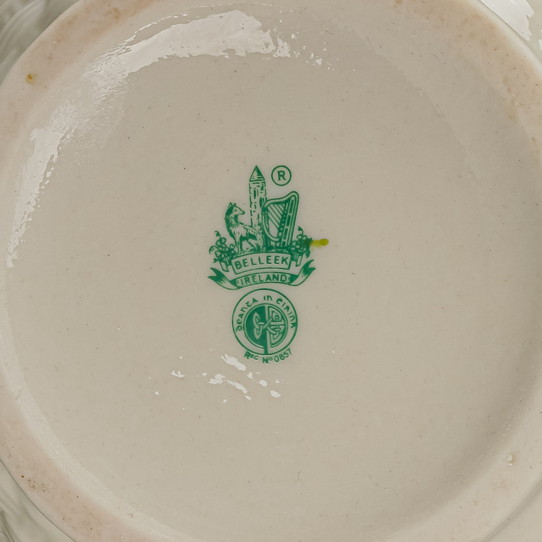 BELLEEK Shamrock Basketweave Coffee & Tea Service 8 Pieces