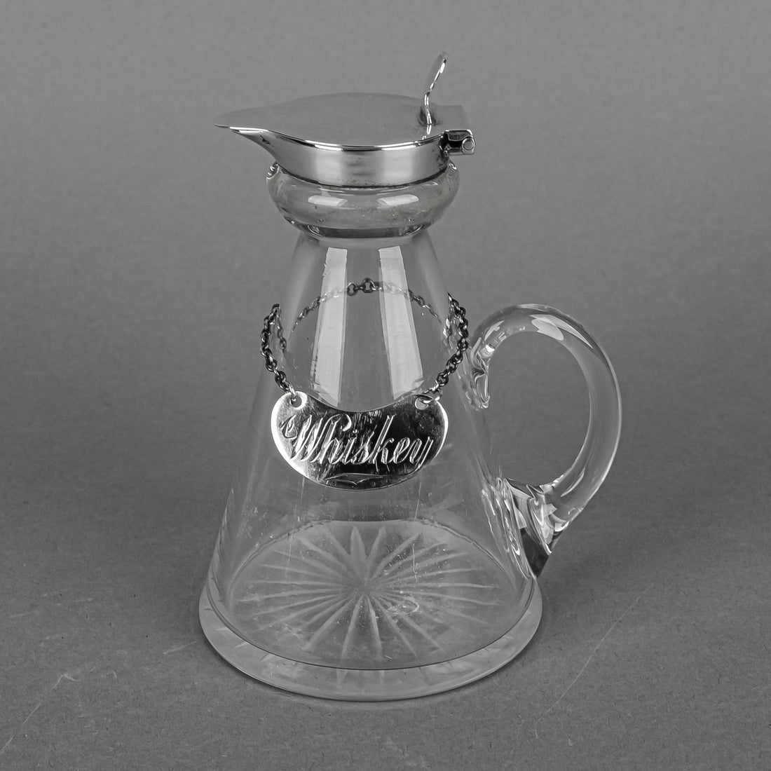 HUKIN & HEATH Crystal Whiskey Noggin With Sterling Mounts And Tag
