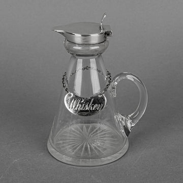 HUKIN & HEATH Crystal Whiskey Noggin With Sterling Mounts And Tag