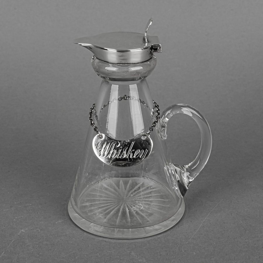 HUKIN & HEATH Crystal Whiskey Noggin With Sterling Mounts And Tag
