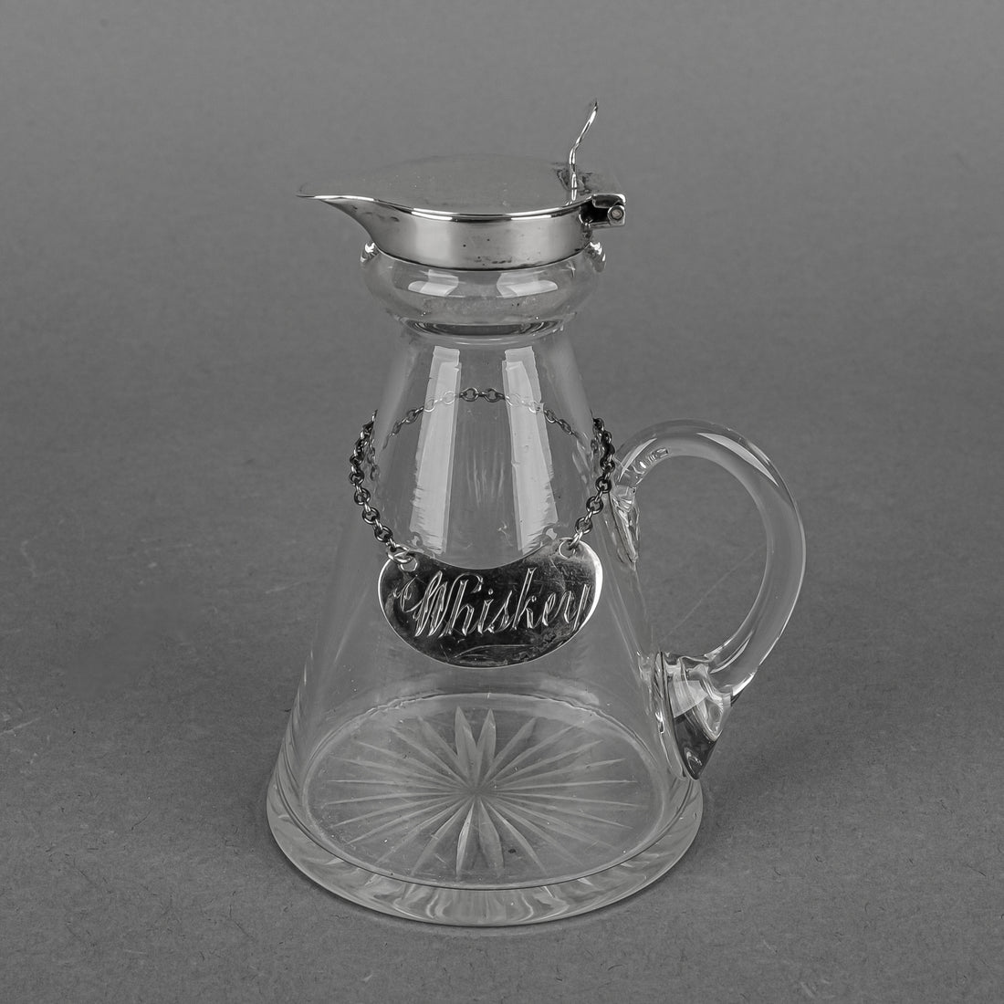 HUKIN & HEATH Crystal Whiskey Noggin With Sterling Mounts And Tag