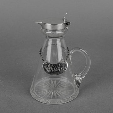 HUKIN & HEATH Crystal Whiskey Noggin With Sterling Mounts And Tag
