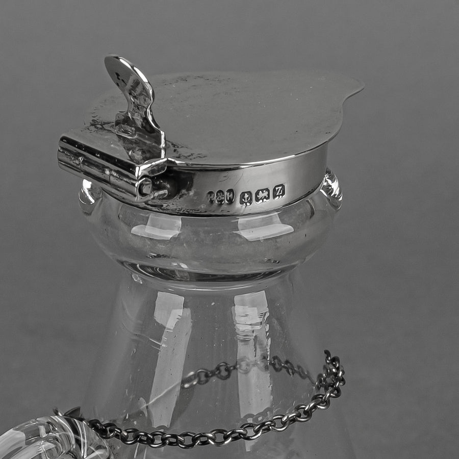 HUKIN & HEATH Crystal Whiskey Noggin With Sterling Mounts And Tag