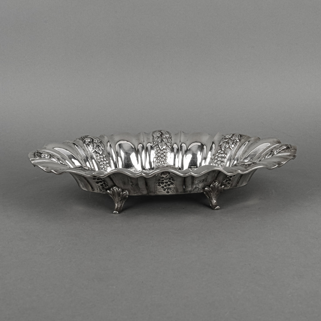 Austrian-Hungarian 800 Silver Footed Oval Repousse Bowl