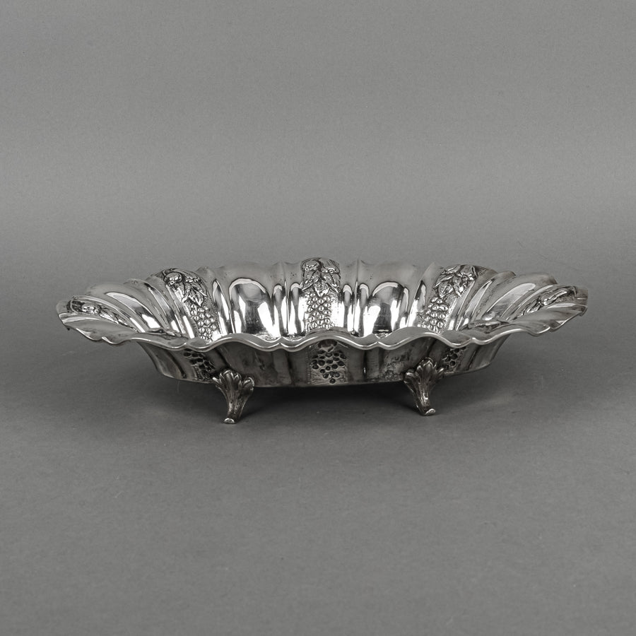 Austrian-Hungarian 800 Silver Footed Oval Repousse Bowl
