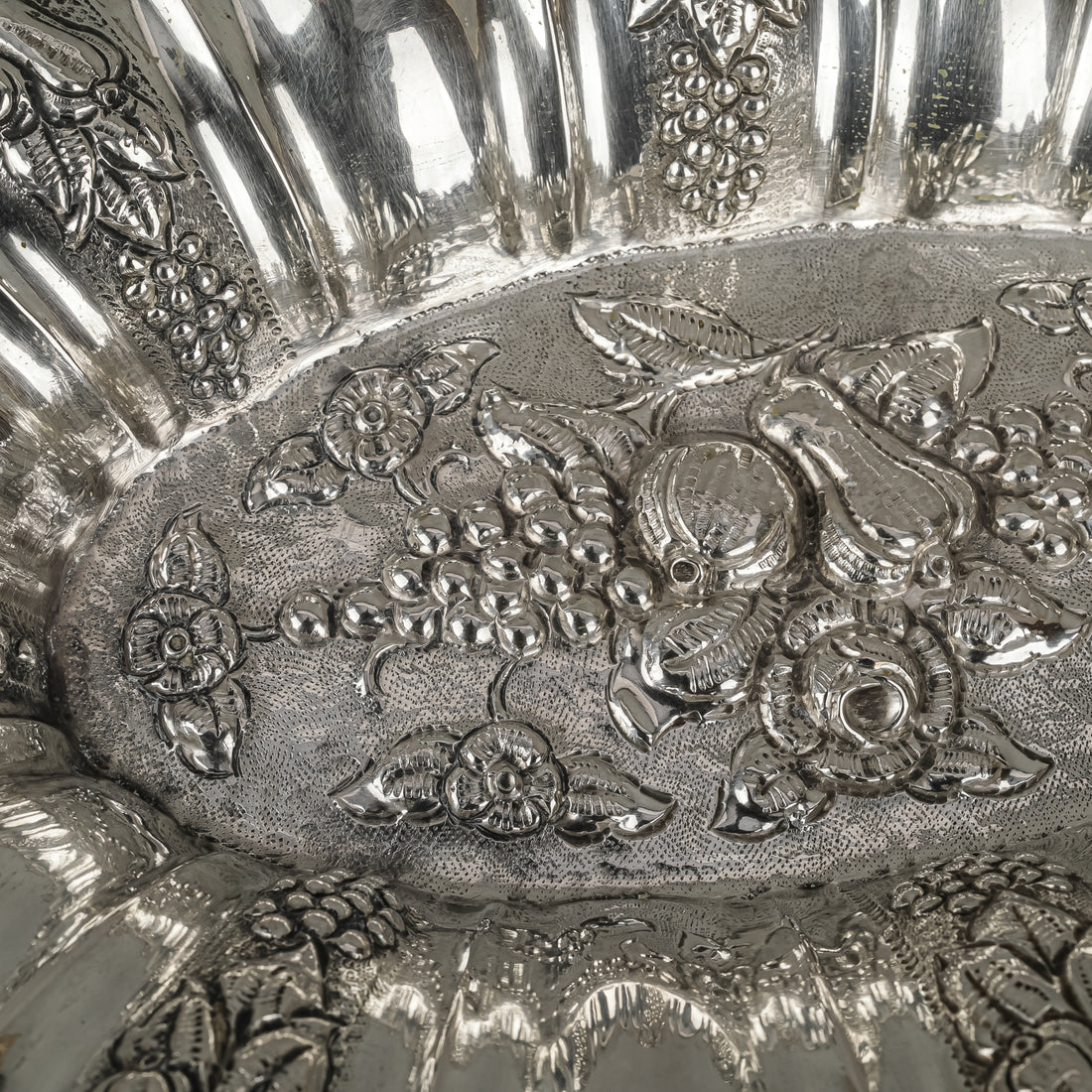 Austrian-Hungarian 800 Silver Footed Oval Repousse Bowl